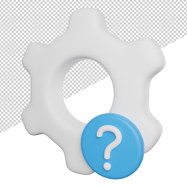Setting Help Sign side view 3d rendering icon illustration ontransparent background