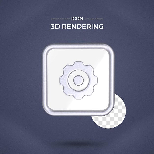 setting icon 3d rendering transparent background