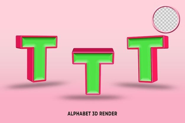 PSD setzen sie das alphabet in hellgrün und rot 3d-render