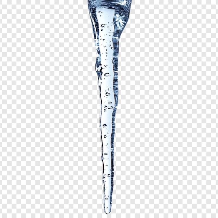 PSD une seule goutte d'eau isolée sur un fond transparent scène hivernale cristal de glace goutte d' eau gelée texture de la nature froide élément de conception d'arrière-plan