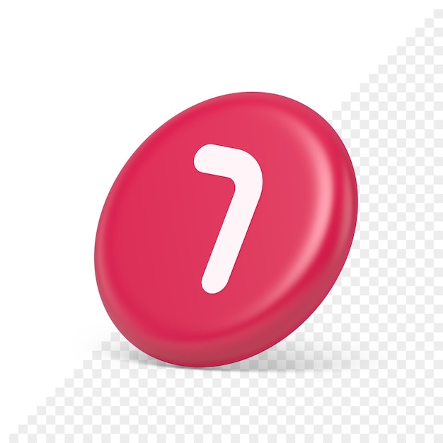 seven number pink button accounting financial service web application panel 3d side view icon