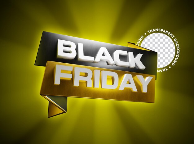 Sexta-feira Negra 3d Render amarelo fita