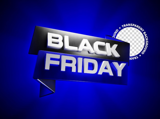 Sexta-feira Negra 3D Render Ribbon azul