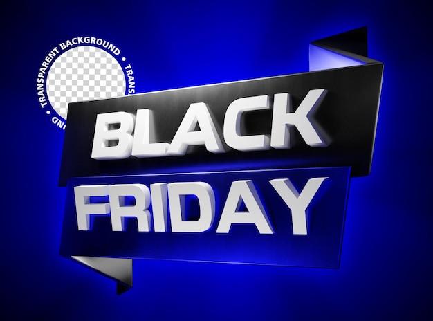 Sexta-feira Negra 3D Render Ribbon azul