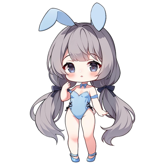 Sexy Bunny Girl con il costume da bagno blu