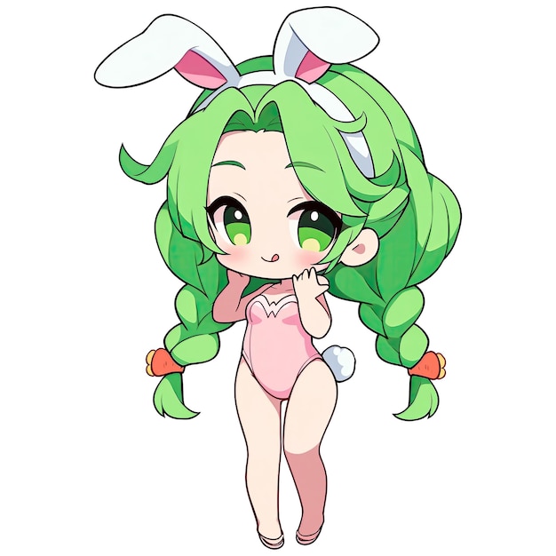 PSD sexy bunny girl em trajes de banho cor-de-rosa