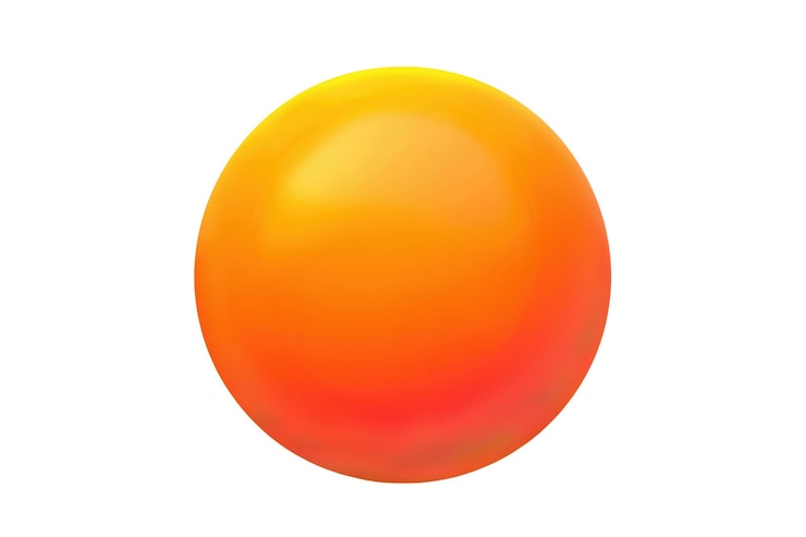 PSD sfera arancione 3d con tramonto isolato su sfondo bianco arte digitale aig57