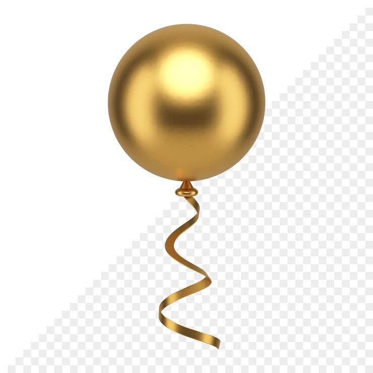 PSD sfera di palloncino volante dorato premium con icona 3d realistica della bolla del cerchio di design aerodinamico del nastro