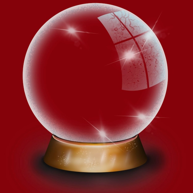 Sfera di vetro su sfondo rosso