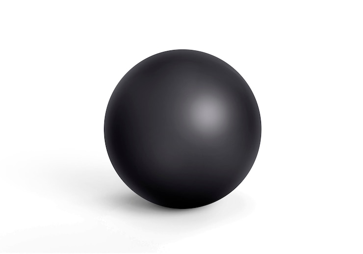 PSD sfera nera con sfondo trasparente in ombra