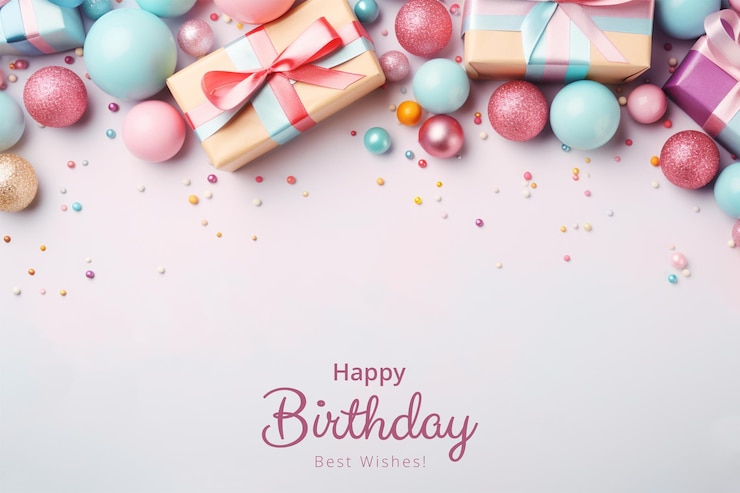 PSD sfondi di compleanno con palloncini e regali