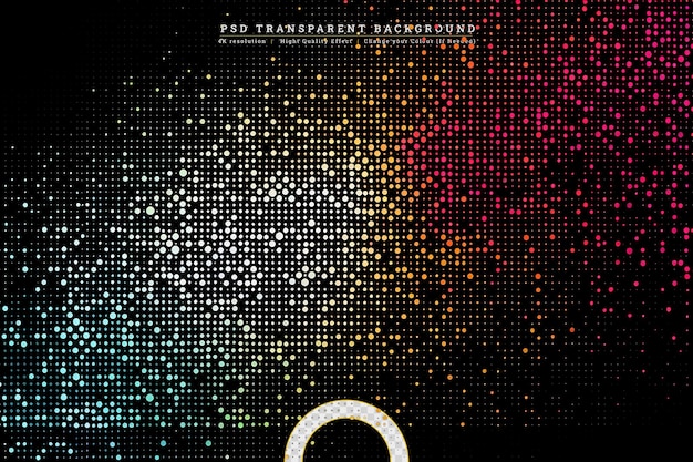 Sfondio astratto di punti techno multicolori su sfondo trasparente