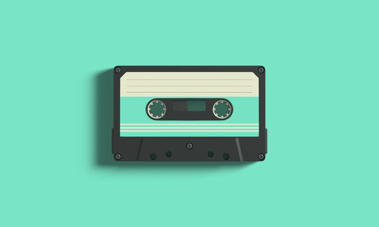 PSD sfondio colorato di cassette retro