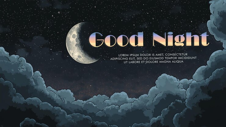PSD sfondio del cielo notturno con mezza luna tra nuvole e stelle illustrazione vettoriale