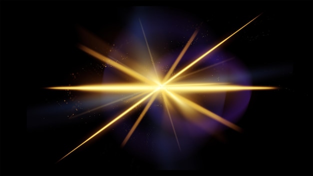 Sfondio dell'effetto dei raggi luminosi stellari dorati
