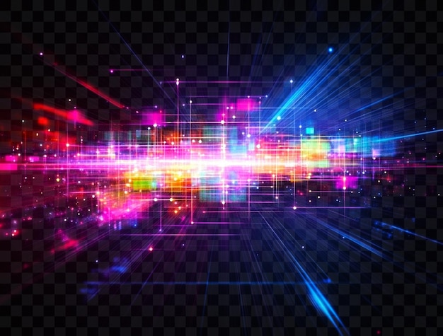 Sfondio digitale astratto con luce luminosa e motivi su sfondo trasparente