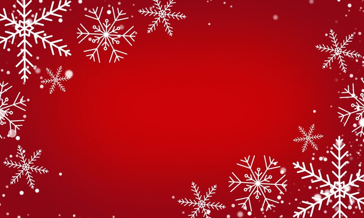 PSD sfondio invernale con fiocchi di neve su uno sfondo rosso