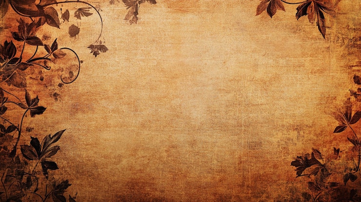 PSD sfondio marrone grunge con disegno d'angolo floreale vintage