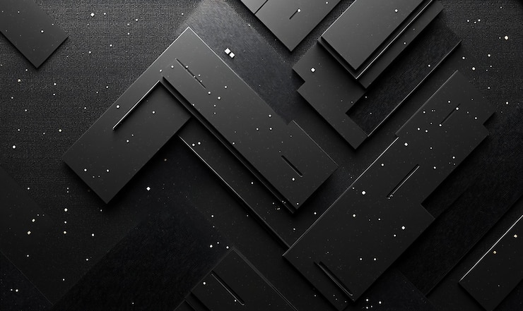 PSD sfondio nero con frecce metalliche d'argento e forma geometrica per un modello di progettazione vettoriale moderno