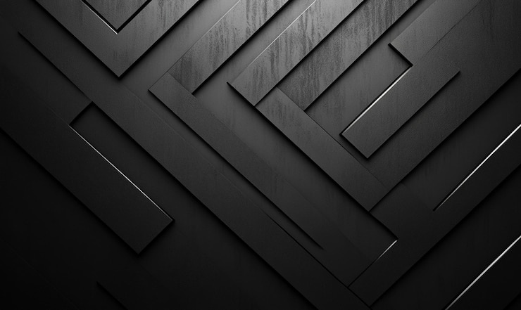 PSD sfondio nero con frecce metalliche d'argento e forma geometrica per un modello di progettazione vettoriale moderno