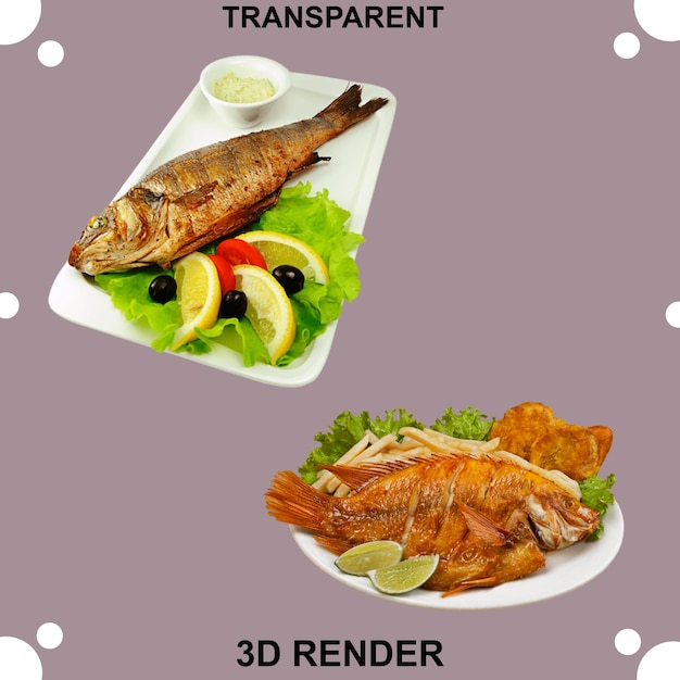 Sfondio trasparente di pesce fritto