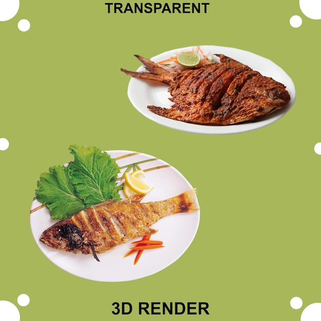 Sfondio trasparente di pesce fritto