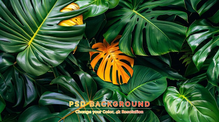 PSD sfondio vettoriale tropicale a piastrelle con fogliame tropicale lussureggiante in design di materiale saturo