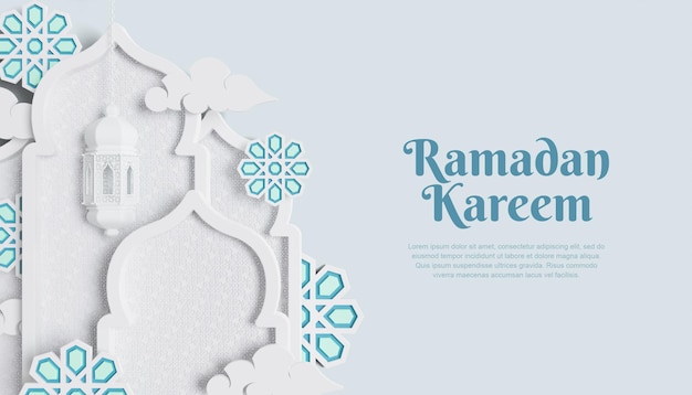 Sfondo 3d ramadan kareem con lampada e ornamento islamico