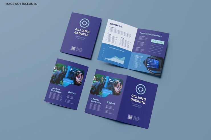 PSD sfondo blu opuscolo bifold