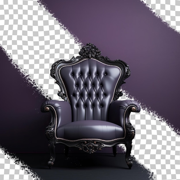 Sfondo da parete nero di design moderno isolato per la parte anteriore della sedia in arredamenti interni o grafici sfondo trasparente