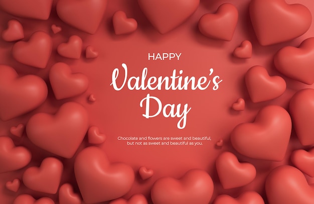 Sfondo di cuori rossi con dolci auguri di San Valentino felici