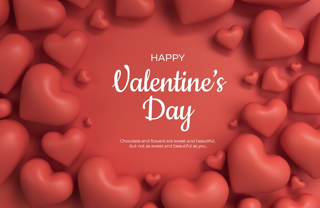 Sfondo di cuori rossi con dolci auguri di San Valentino felici