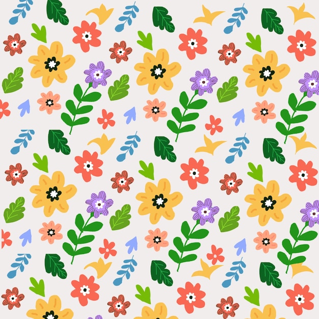 Sfondo di fiori colorati disegnati a mano
