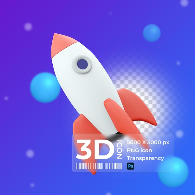 sfondo di lancio della nave spaziale del razzo 3d Cartoon rocketship icona astronave rendering 3d Icona creativa navetta