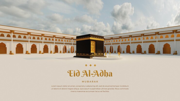 PSD sfondo di saluto ramadan islamico con kaaba 3d nella mecca