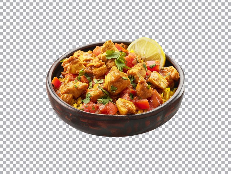 PSD sfondo isolato di curry di pollo