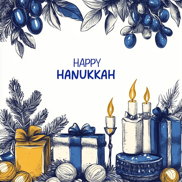 PSD sfondo piatto di hanukkah disegnato a mano