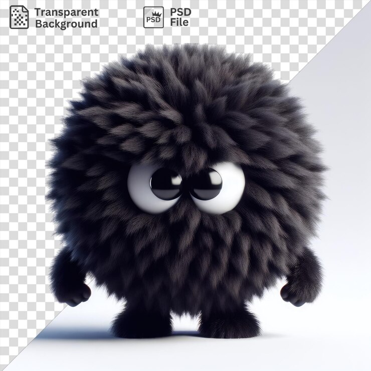 PSD sfondo trasparente carino personaggio a palla pelosa 3d