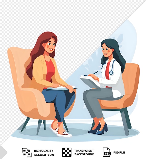 sfondo trasparente con psicologo isolato che prende un cliente e fa appunti png psd