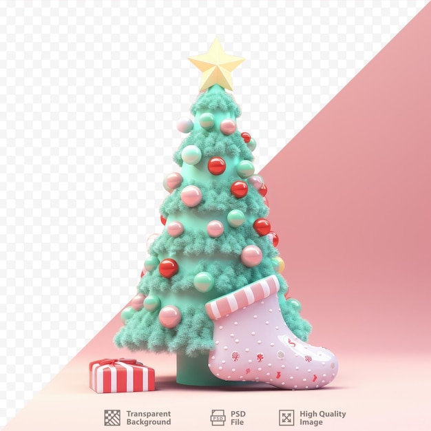 sfondo trasparente con un albero di Natale illustrato reso ornato con calzini