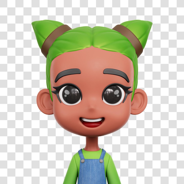 Sfondo trasparente di avatar 3D del fumetto