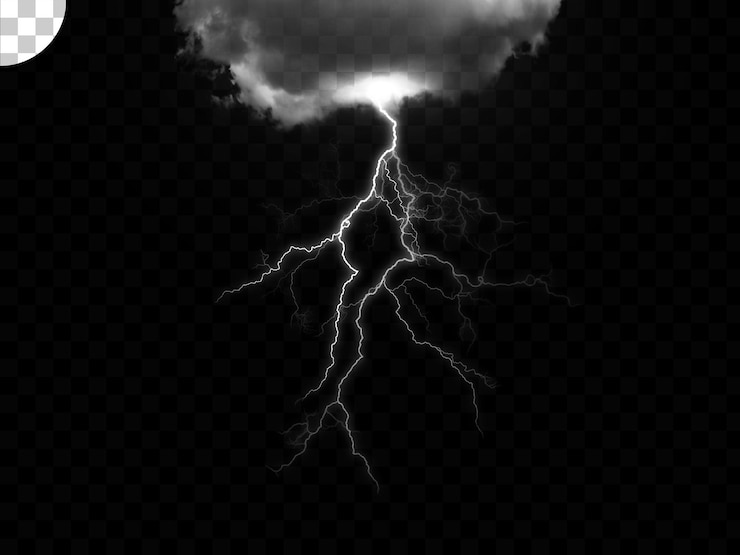 PSD sfondo trasparente effetto luce fulmine