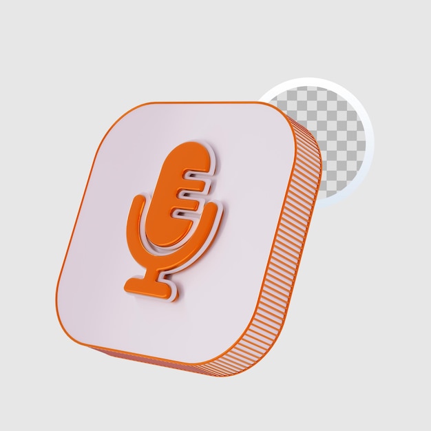 Sfondo trasparente icona microfono 3d Psd Premium