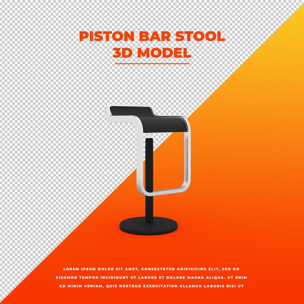 Sgabello da bar a pistone modello 3d isolato