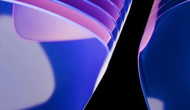 Shapely 3D-Rendering von abstraktem iridescentem Glashintergrund mit 3D-Software
