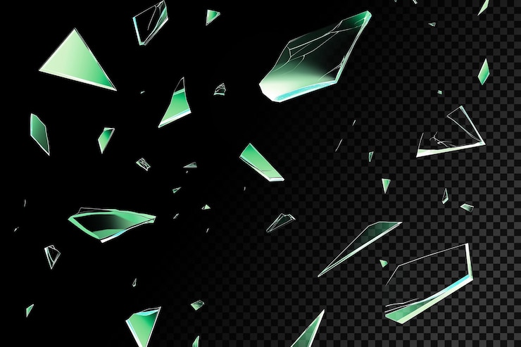 PSD shards of broken glass overlay effect on transparent background