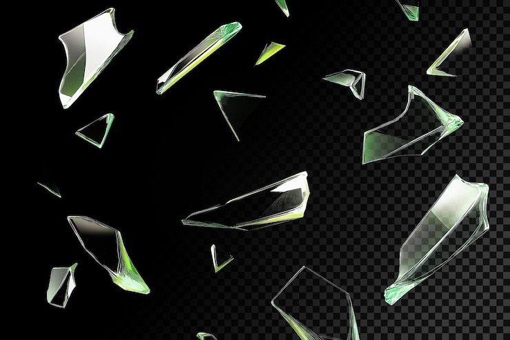 PSD shards of broken glass overlay effect on transparent background