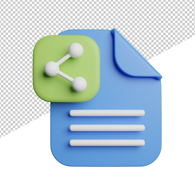 Share Document File front view 3d icon rendering illustration on transparent background