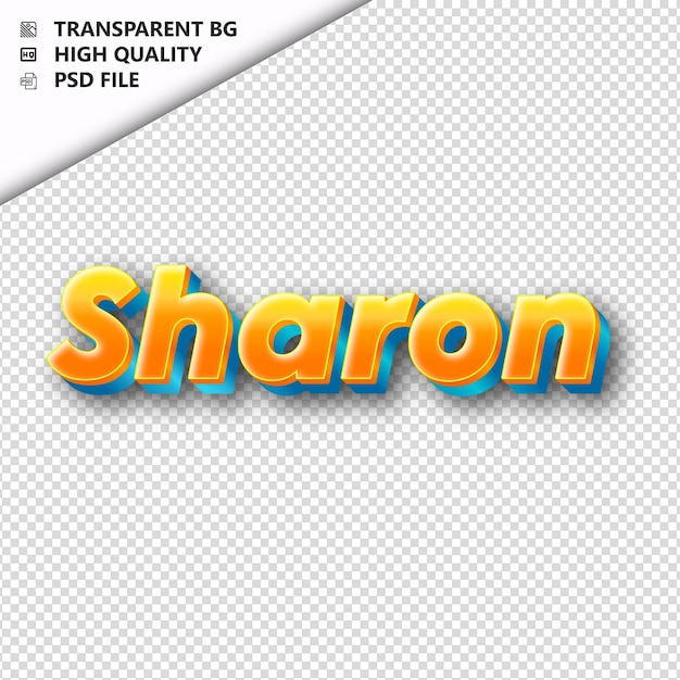 PSD sharon feito de texto laranja com sombra transparente isolado