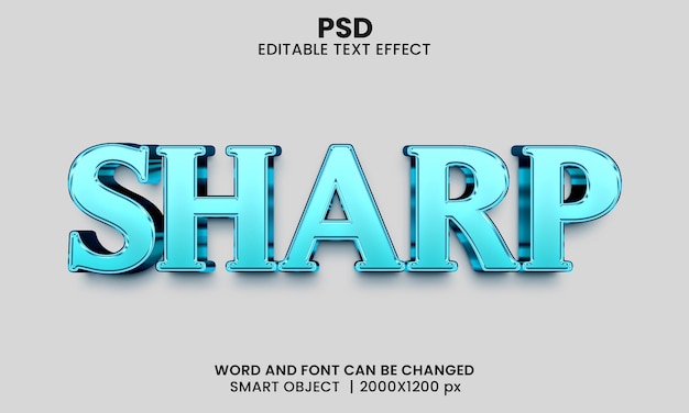 Sharp 3d editable text effect Premium Psd with background